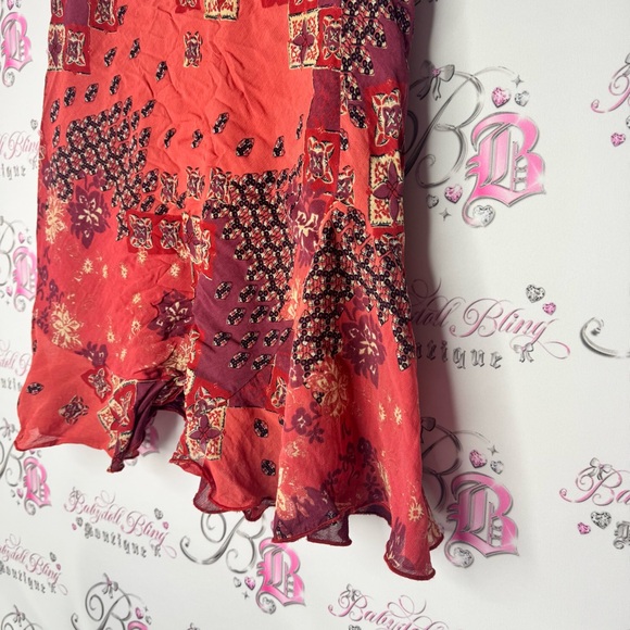 Yessica skirt flowy fairy hem Floral Patchwork Skirt Red and Purple - Picture 3 of 10